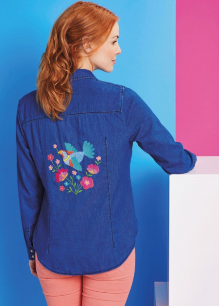 Embroidered denim shirt