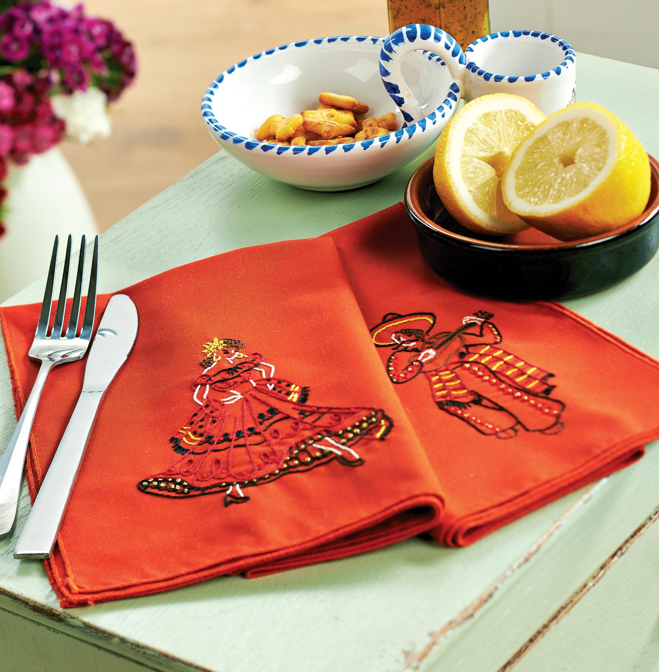 Embroidered Spanish Tapas Napkins Free sewing patterns Sew Magazine