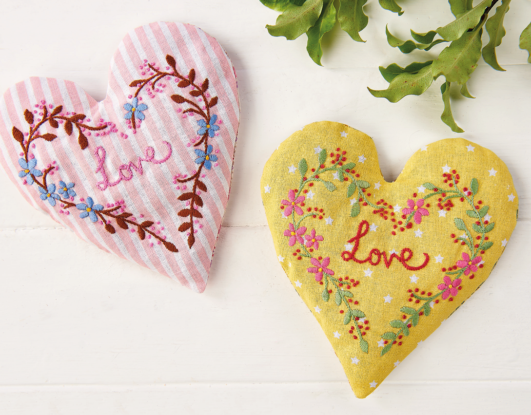 Heart Embroidery Set Free sewing patterns Sew Magazine